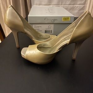 Jessica Simpson gold heels